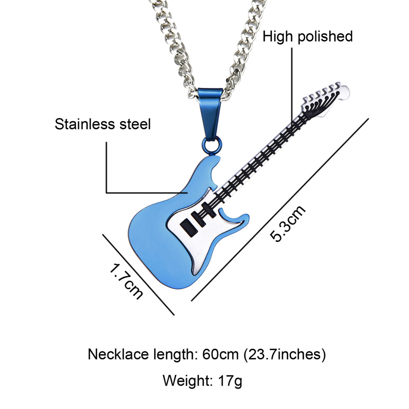 Title 8, Stainless steel guitar pendant necklace