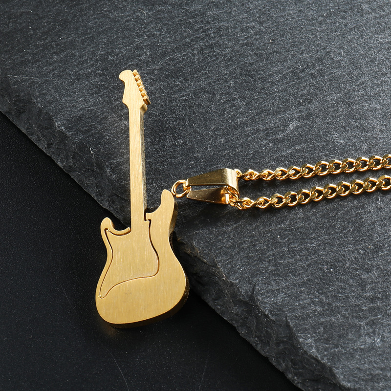 Title 12, Stainless steel guitar pendant necklace