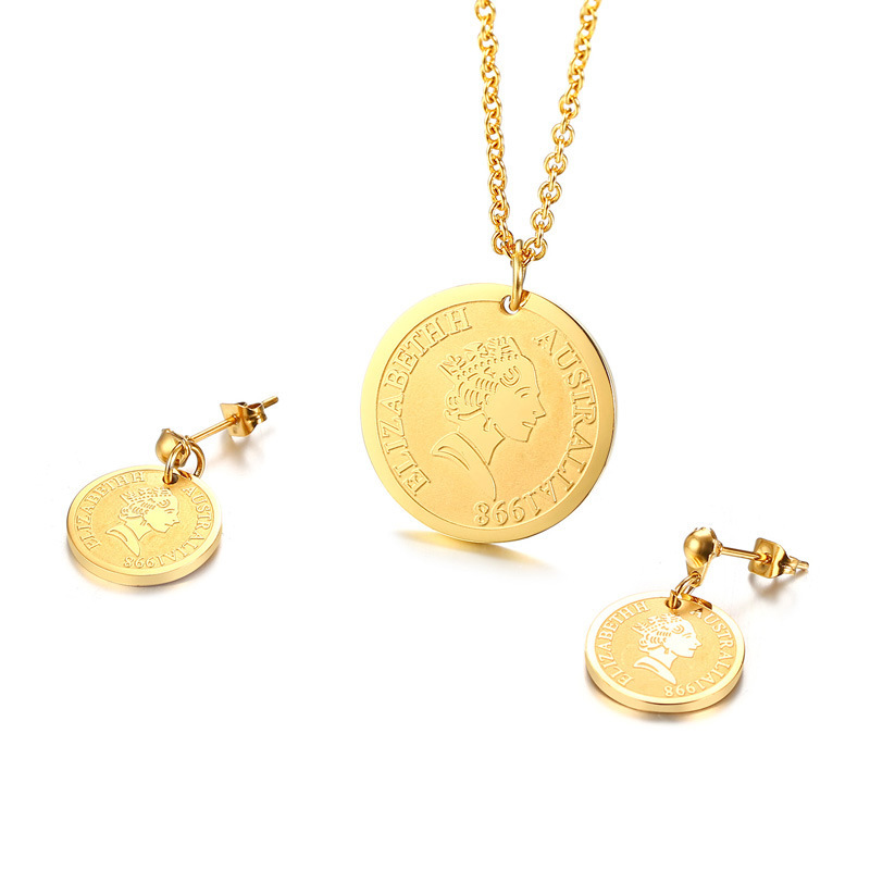 Title 12, Queen Gold Coin Coin Clavicle Necklace