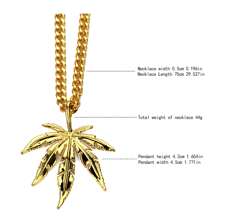 Title 2, Hip hop street dance hemp leaf necklace jewelry