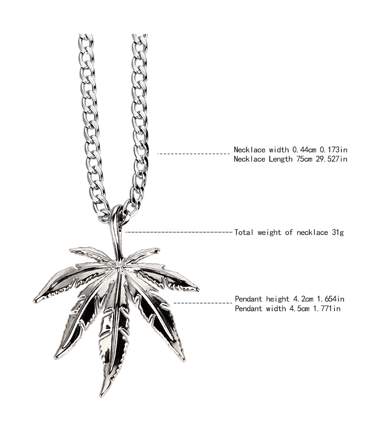 Title 3, Hip hop street dance hemp leaf necklace jewelry