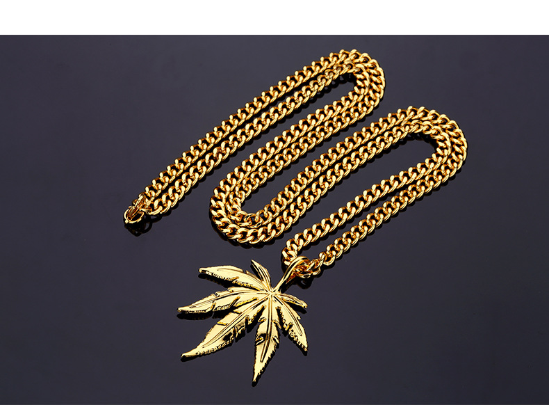 Title 4, Hip hop street dance hemp leaf necklace jewelry