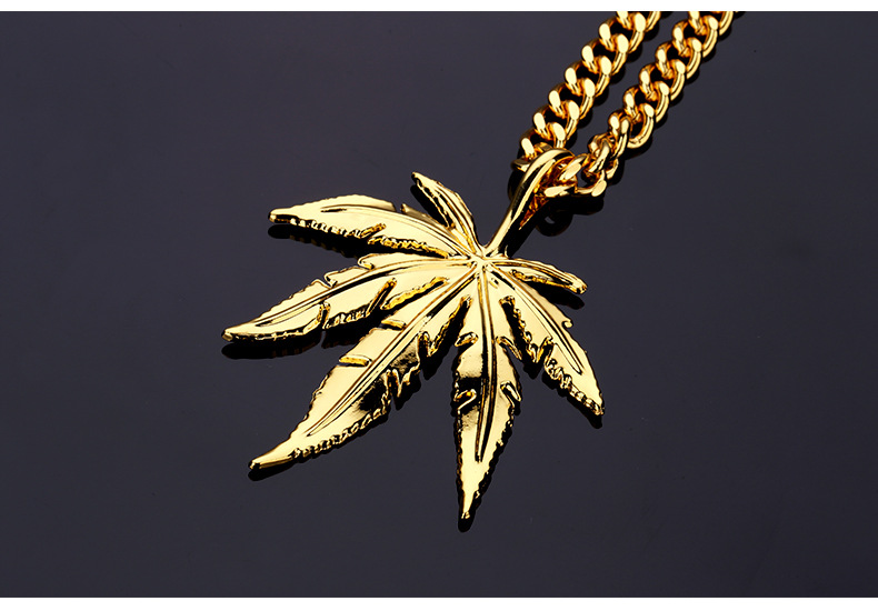 Title 5, Hip hop street dance hemp leaf necklace jewelry