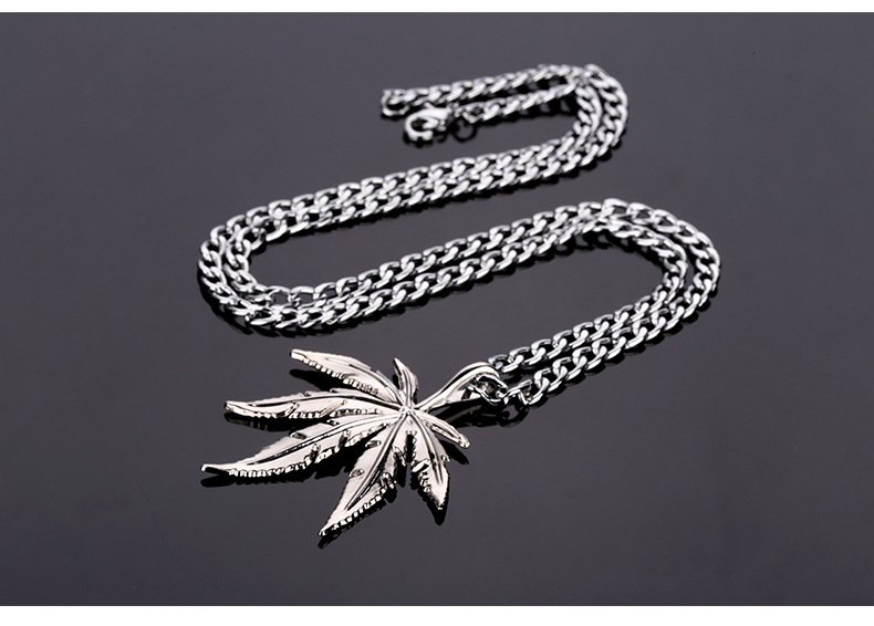 Title 6, Hip hop street dance hemp leaf necklace jewelry