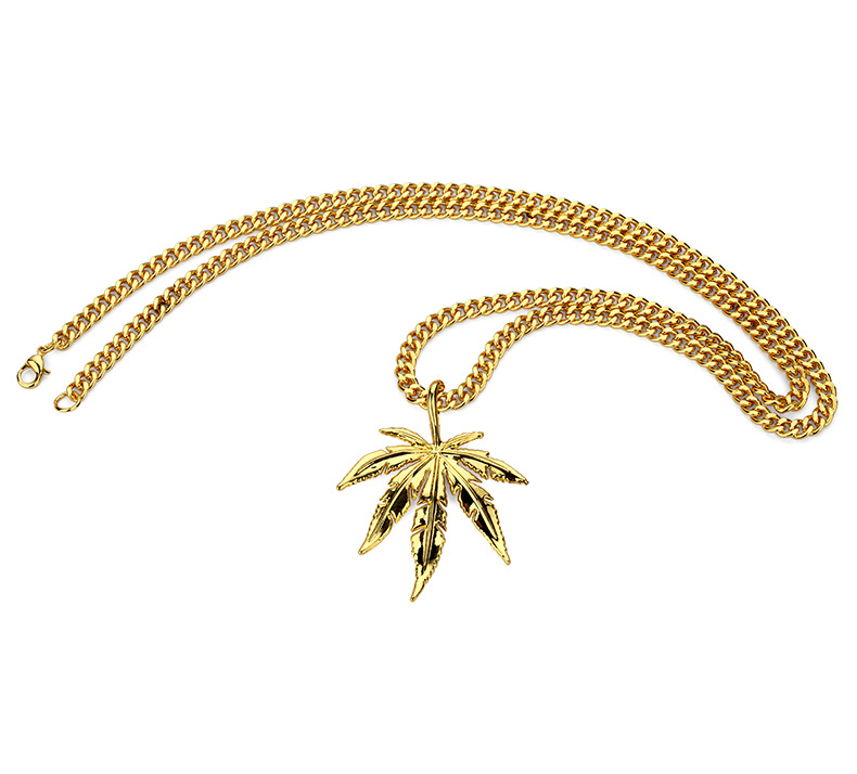 Title 8, Hip hop street dance hemp leaf necklace jewelry