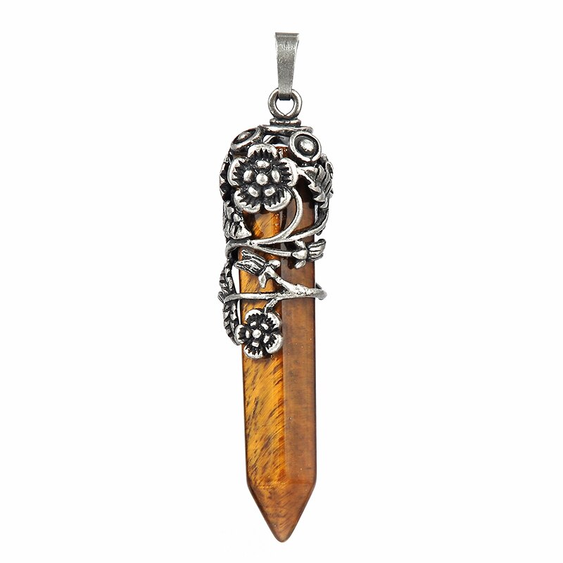 Title 2, Natural stone crystal hexagonal column pendant