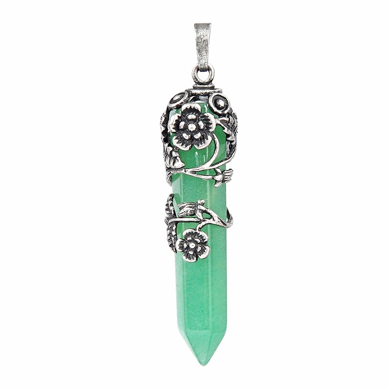 Title 4, Natural stone crystal hexagonal column pendant