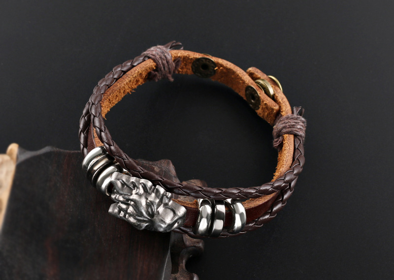 Title 5, Vintage Leather Wolf Bracelet