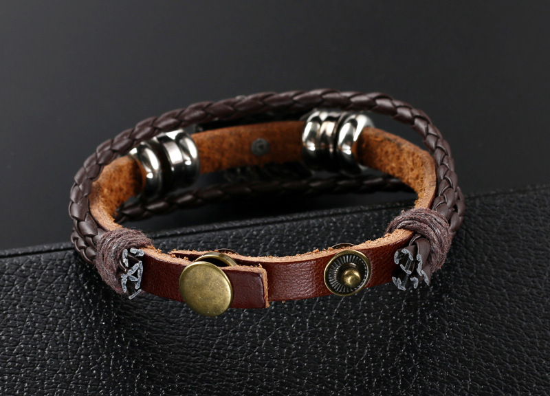 Title 6, Vintage Leather Wolf Bracelet