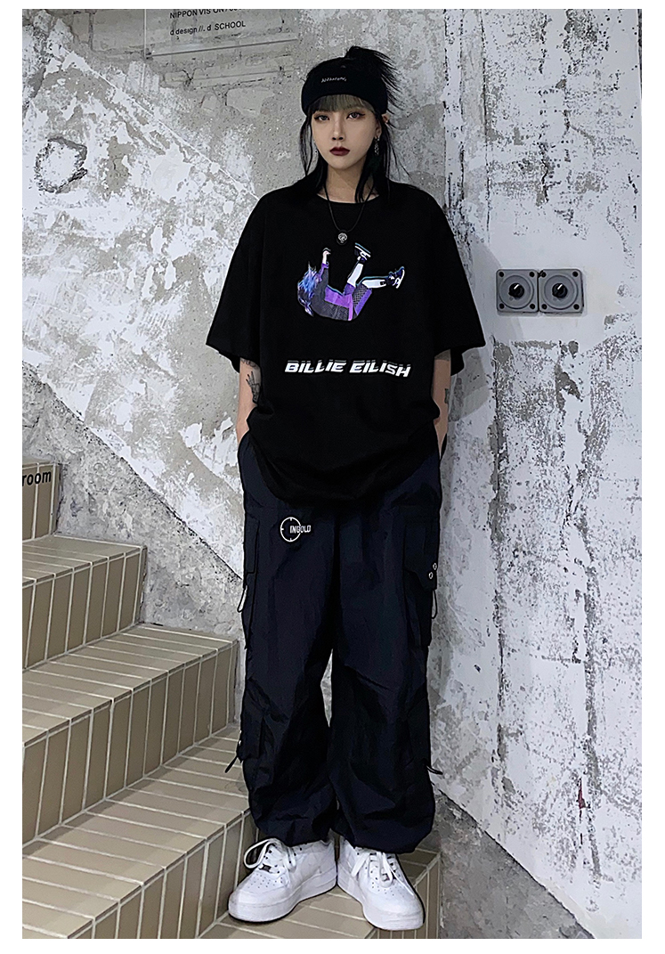 Hiphop Vintage Tee Billie Eilish Beauty Hip Hop Singer Short-sleeved T-shirt Tide Brand Bi Li 1631734783241490432