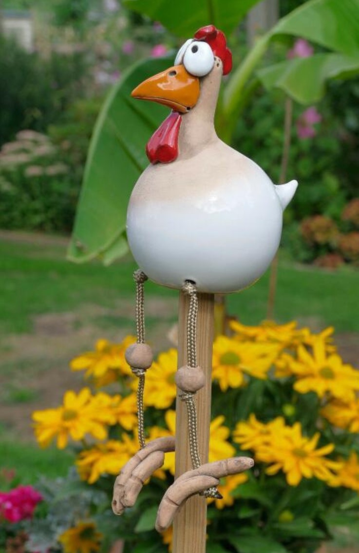 Title 2, Yard Art Decor Chicken Garden Lawn Plug Hen Roo...