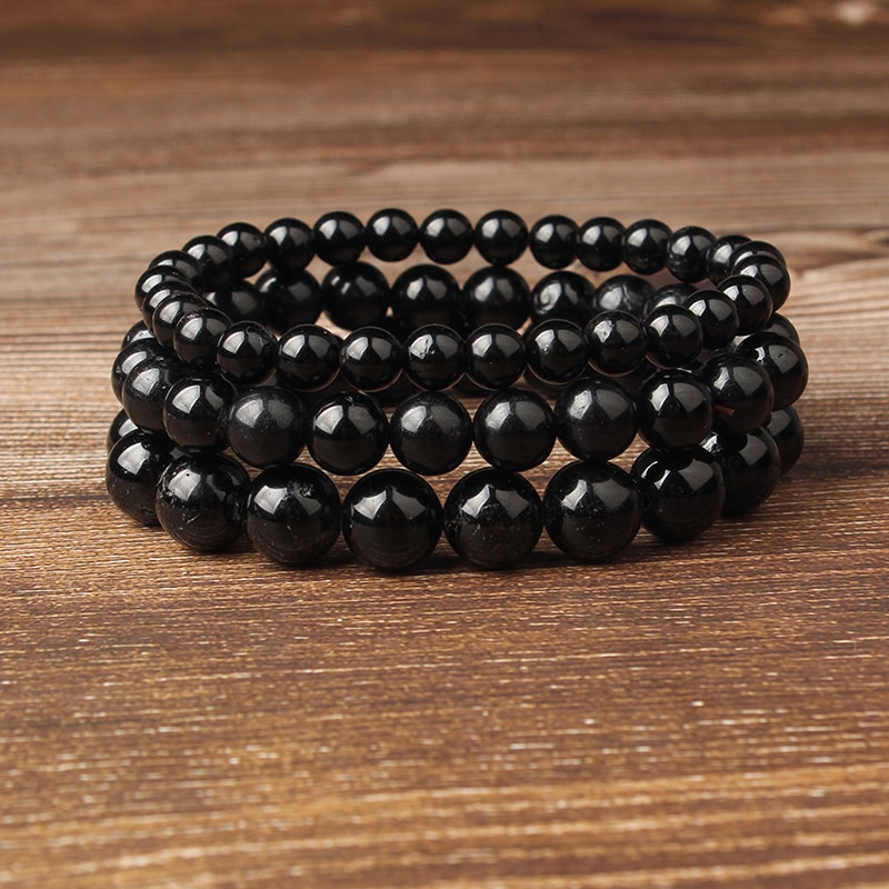 Title 1, Natural Black Edelstein lose Perlenarmband