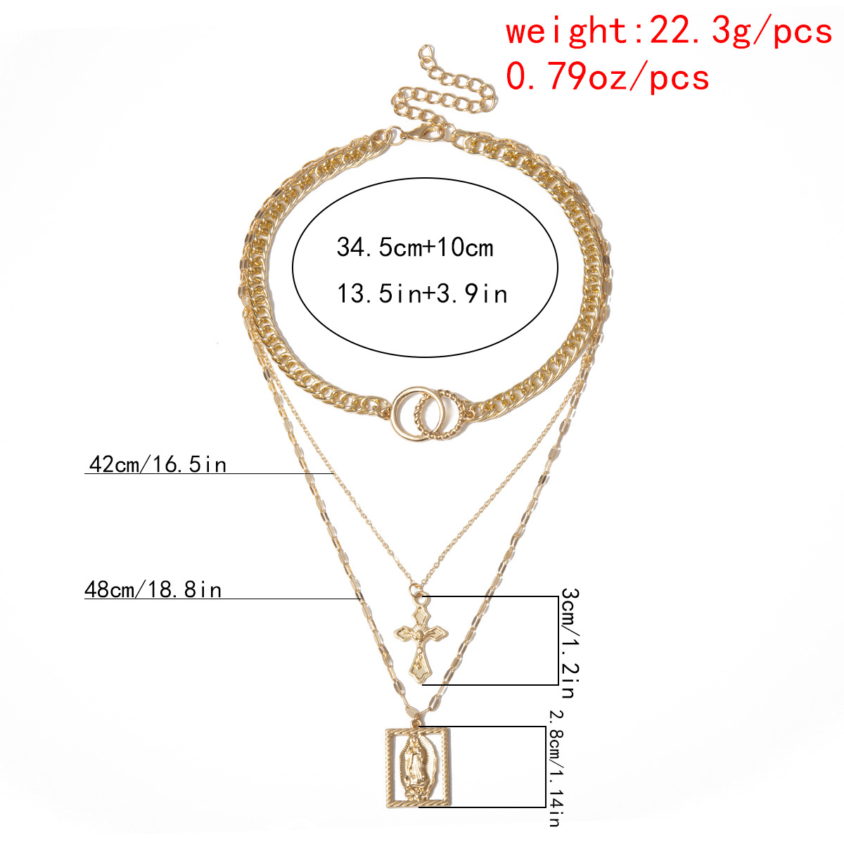 Title 9, Vintage Multilayer Double Ring Embossed Jesus N...