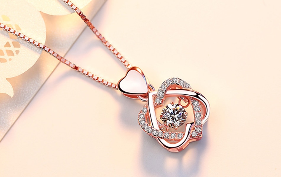 Title 4, 925 Silver Rose Gold Pendant Clavicle Chain