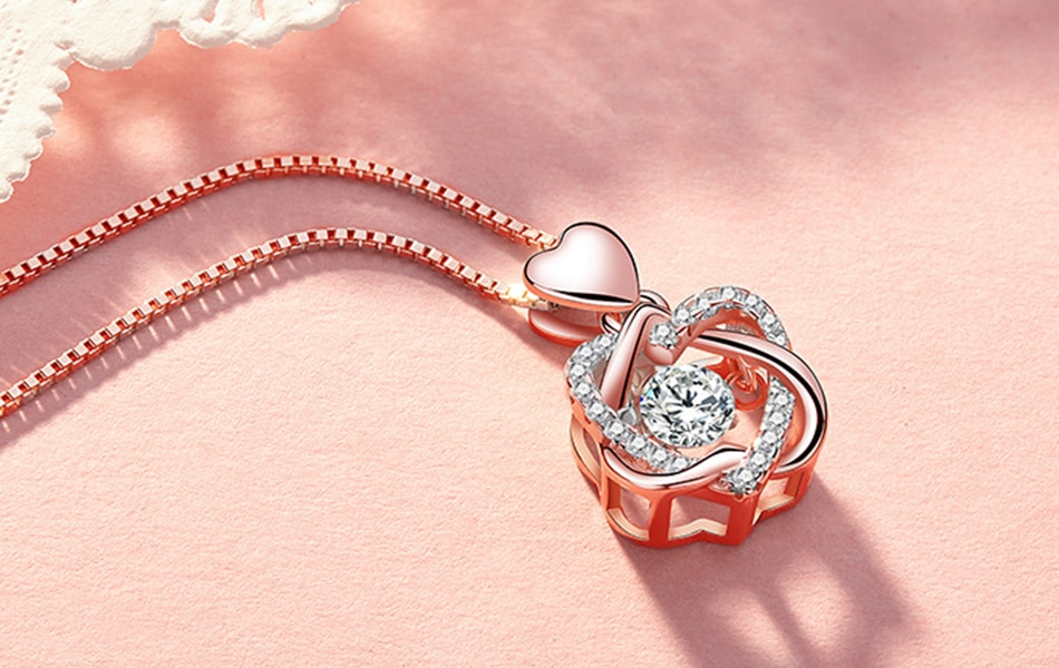 Title 5, 925 Silver Rose Gold Pendant Clavicle Chain