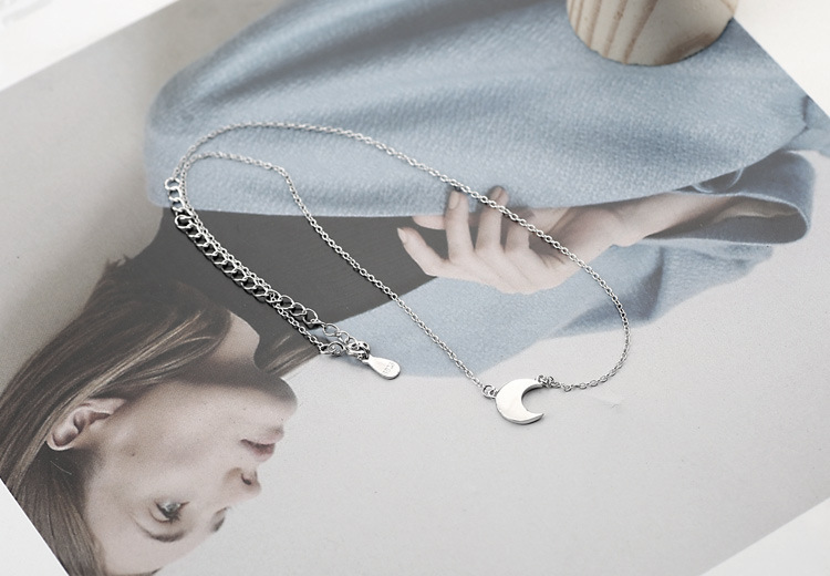 Title 5, Sterling Silver Moon Clavicle Necklace