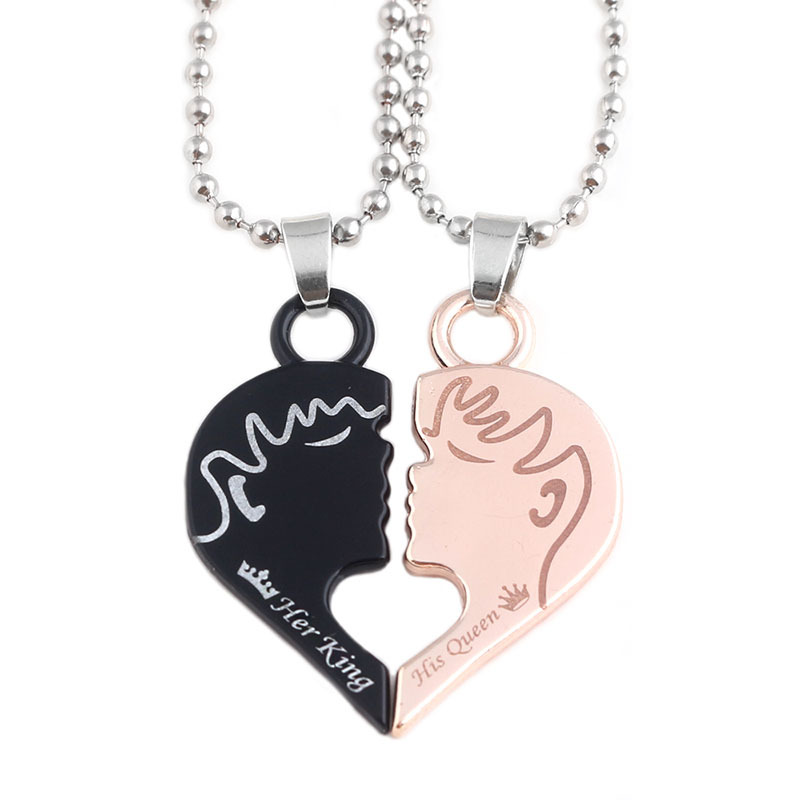 Title 4, Love couple puzzle necklace sweater chain