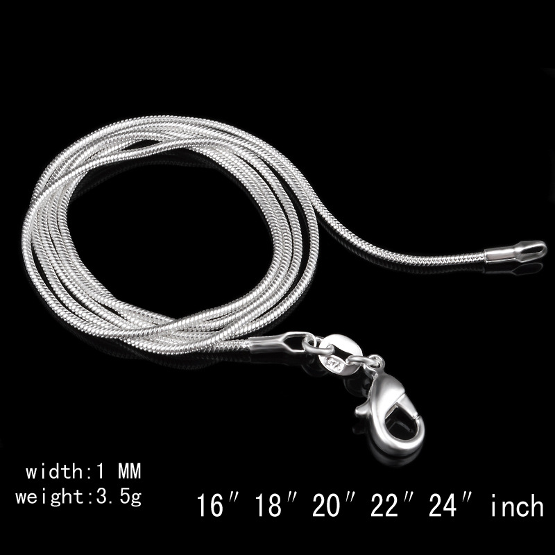 Title 2, Silver Plated Necklace 1mm 16 18 20 22 24 26 28...