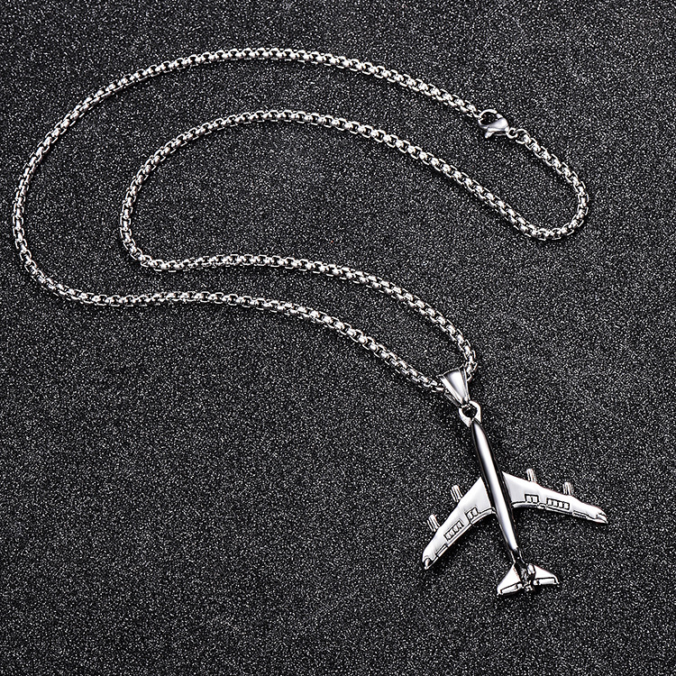 Title 4, COLLIER AVION -Titanium steel aircraft necklace