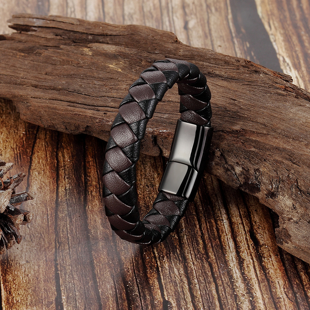 Title 3, Bracelet en cuir marron noir bracelet en cuir m...