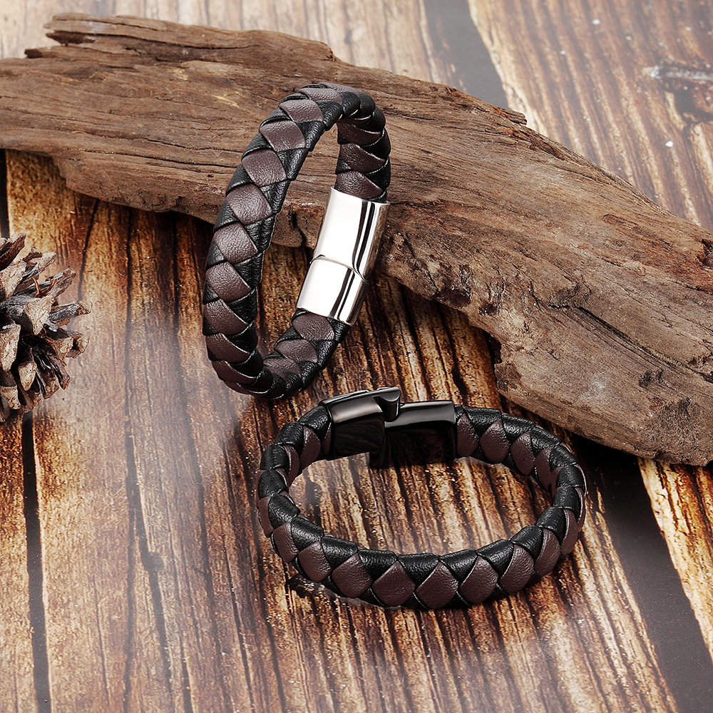 Title 4, Bracelet en cuir marron noir bracelet en cuir m...