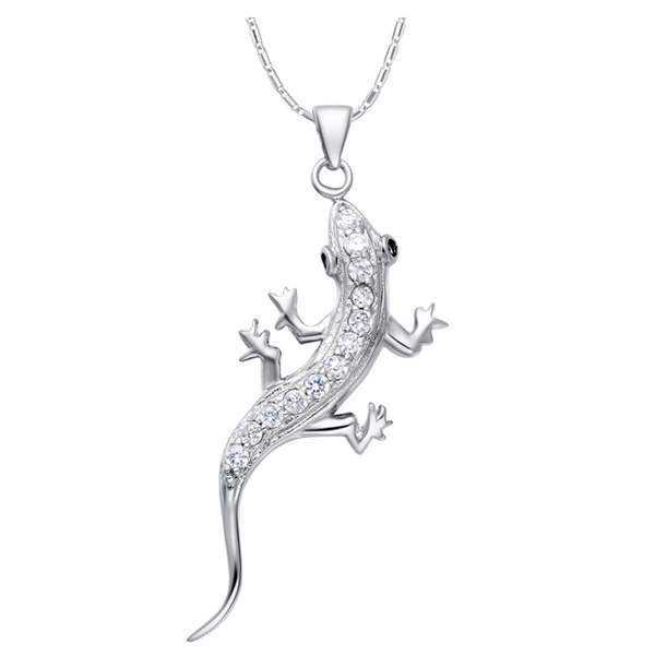 Title 1, 18K White Gold Plated Gecko Pendant