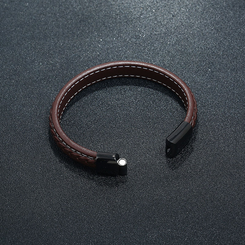 Title 6, Bracelet en cuir en acier inoxydable vintage