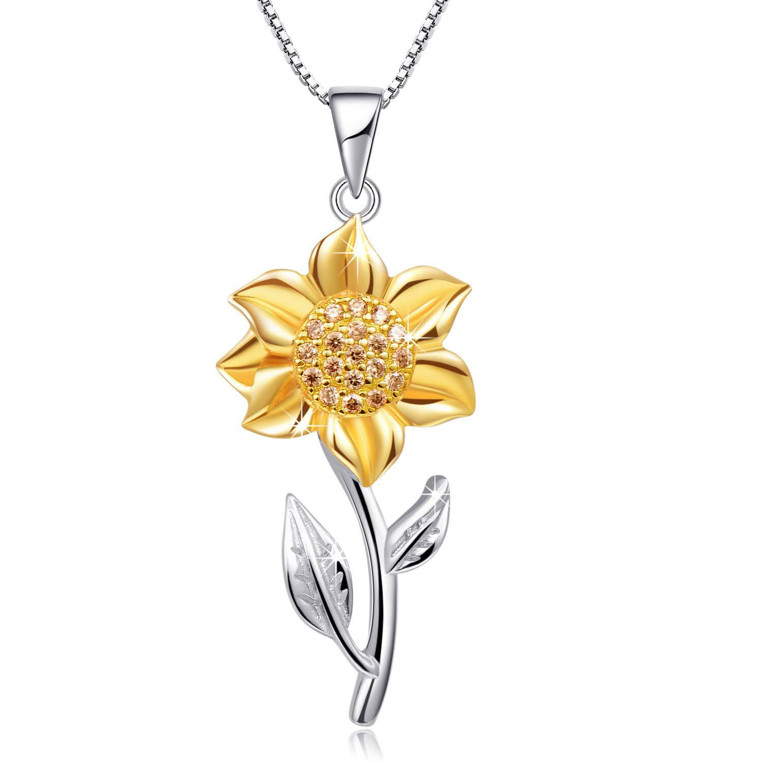 Title 2, Sunflower plated gold necklace, perfect for eve...