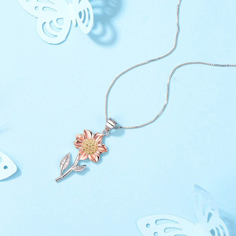 Title 3, Sunflower plated gold necklace, perfect for eve...