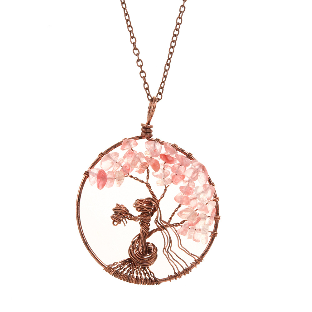 Title 11, Gravel white k winding life tree necklace