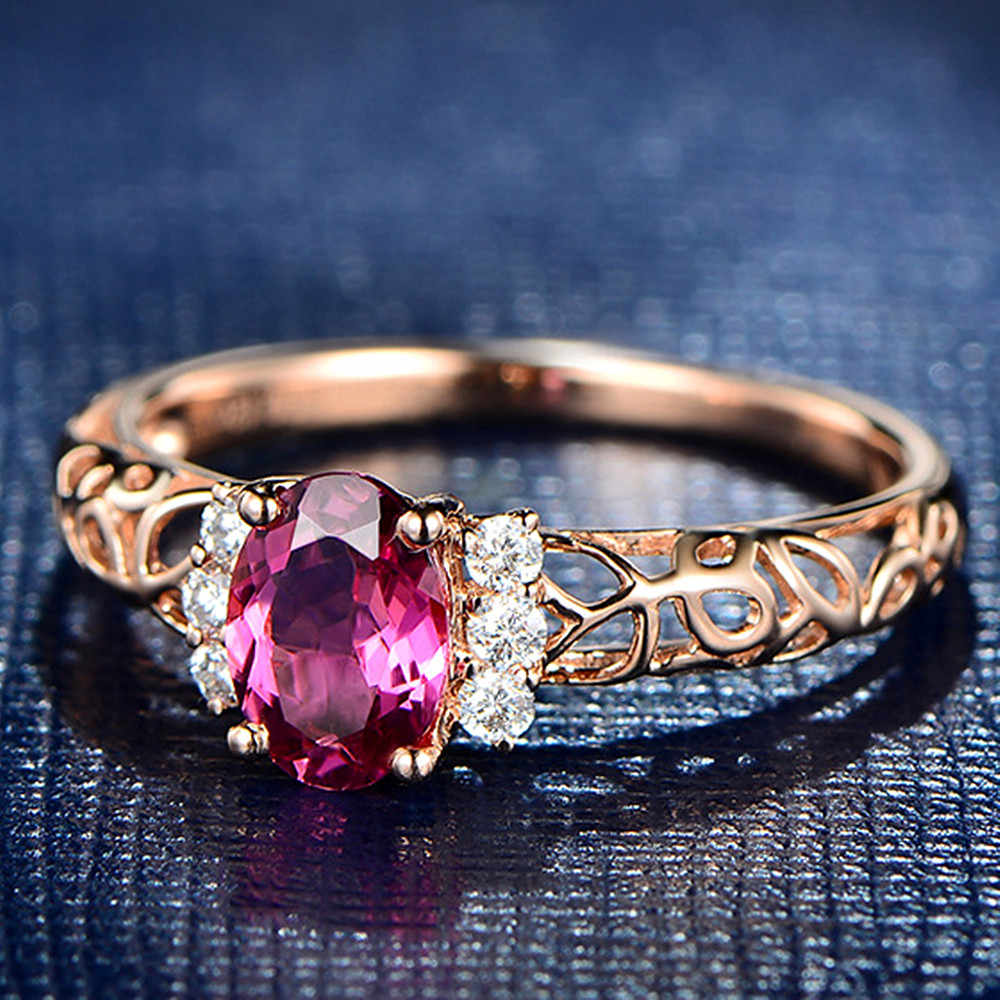 Vintage carving rubino pietre preziose di cristallo rosso zircone anelli di diamanti per le donne in oro rosa di colore anello dei monili bague bijoux regalo di 2020