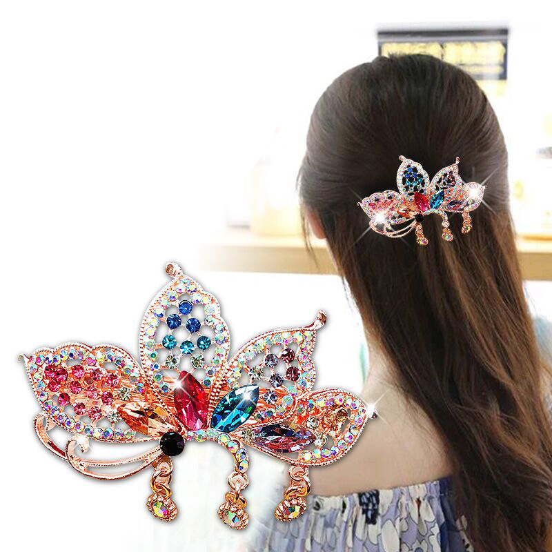 Title 1, Crystal Inlaid Diamond Spring Horsetail Hairpin...