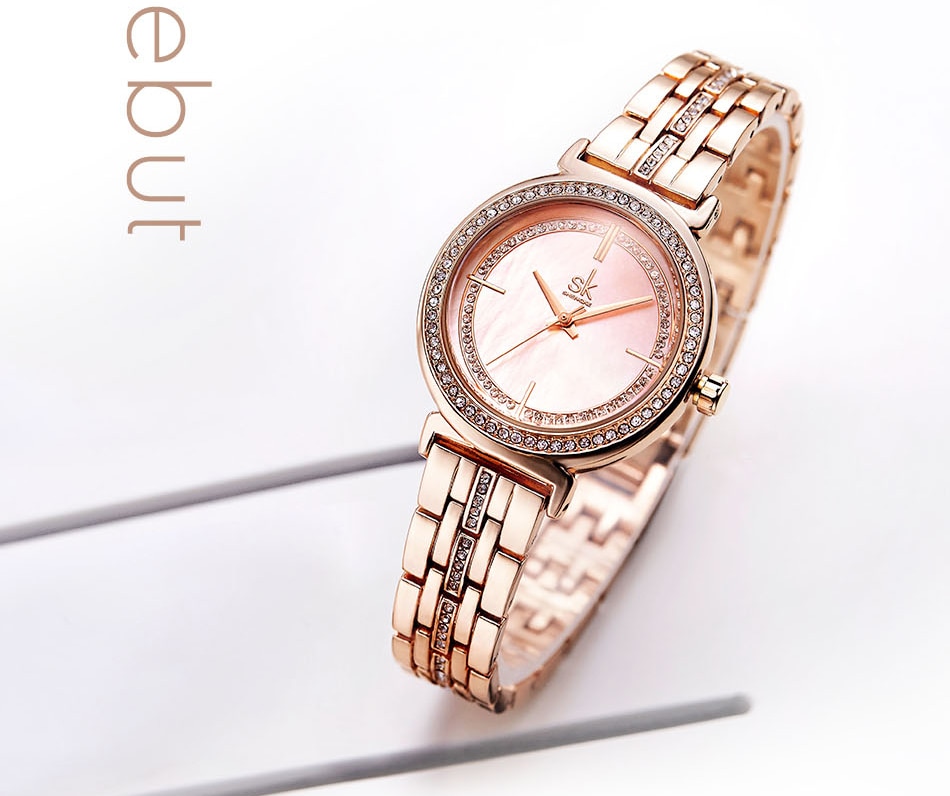 SHENGKE Ladies Wrist Watch Kol Saati Rose Gold Stainless Steel Watch For Women SK Top Brand Luxury 2019 relogio feminino relojes (2)