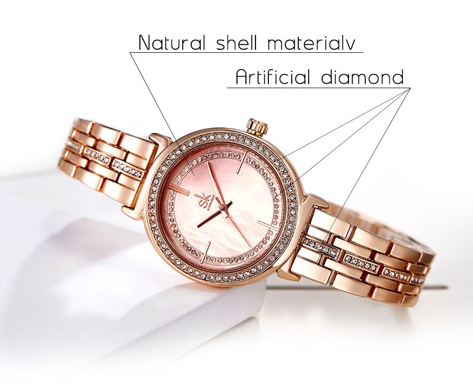 SHENGKE Ladies Wrist Watch Kol Saati Rose Gold Stainless Steel Watch For Women SK Top Brand Luxury 2019 relogio feminino relojes (4)