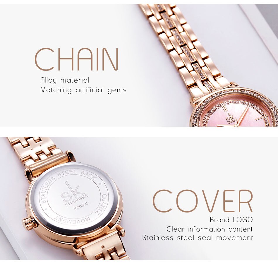 SHENGKE Ladies Wrist Watch Kol Saati Rose Gold Stainless Steel Watch For Women SK Top Brand Luxury 2019 relogio feminino relojes (8)