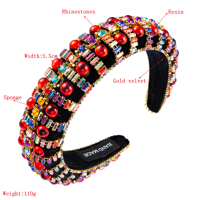 Title 2, Baroque style colored rhinestone sponge headban...