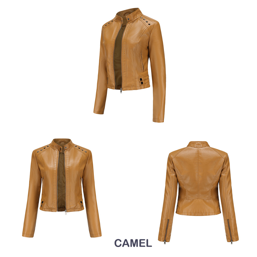 Title 6, Studded Leather Womens Short Jacket Long Sleev...