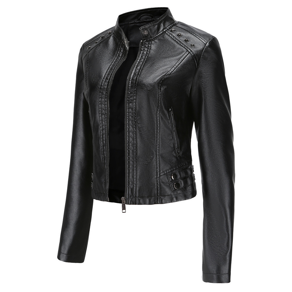 Title 22, Studded Leather Womens Short Jacket Long Sleev...