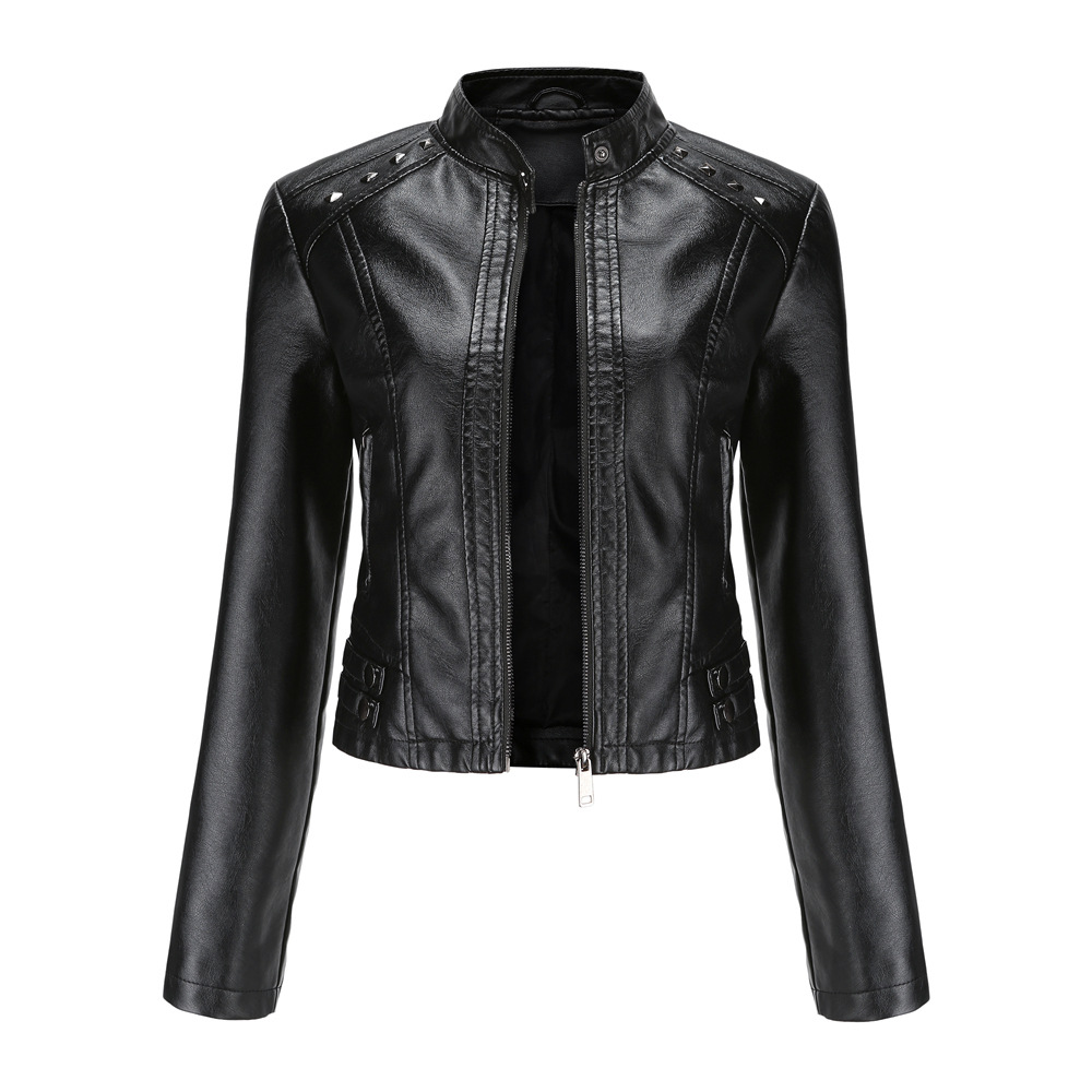 Title 23, Studded Leather Womens Short Jacket Long Sleev...