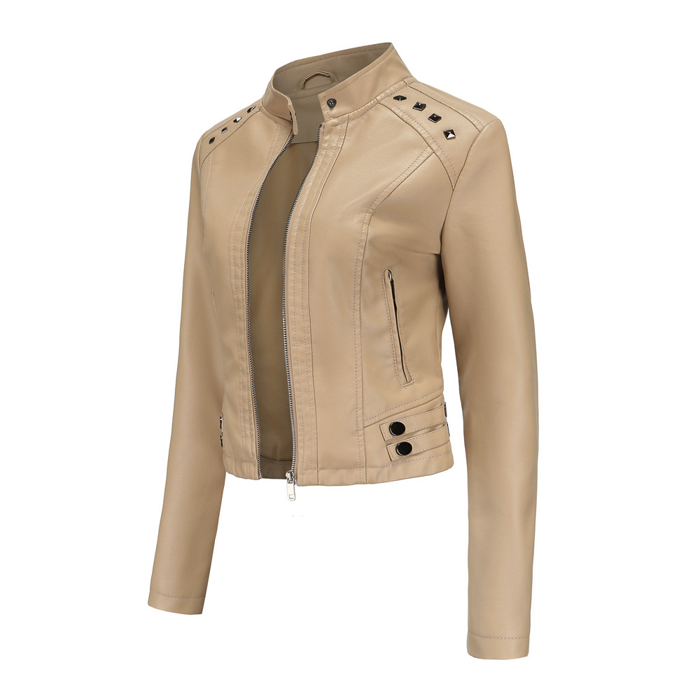 Title 26, Studded Leather Womens Short Jacket Long Sleev...