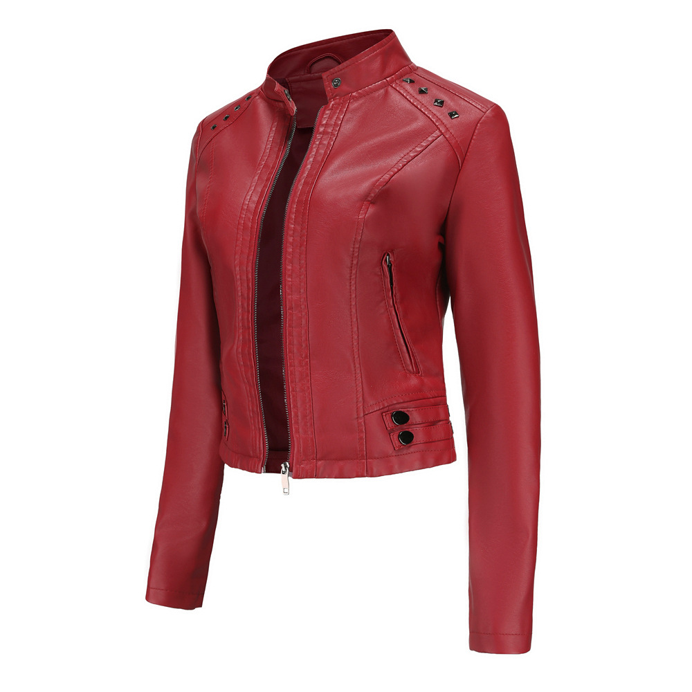 Title 27, Studded Leather Womens Short Jacket Long Sleev...