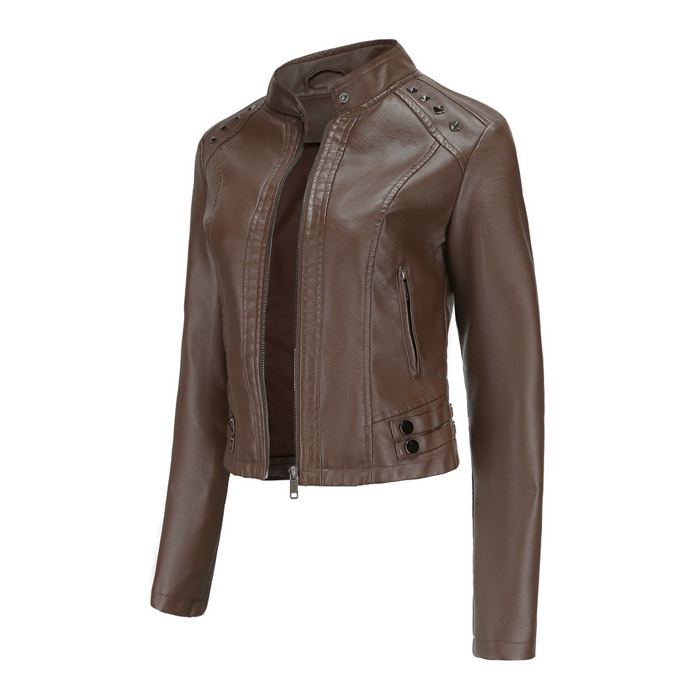 Title 28, Studded Leather Womens Short Jacket Long Sleev...