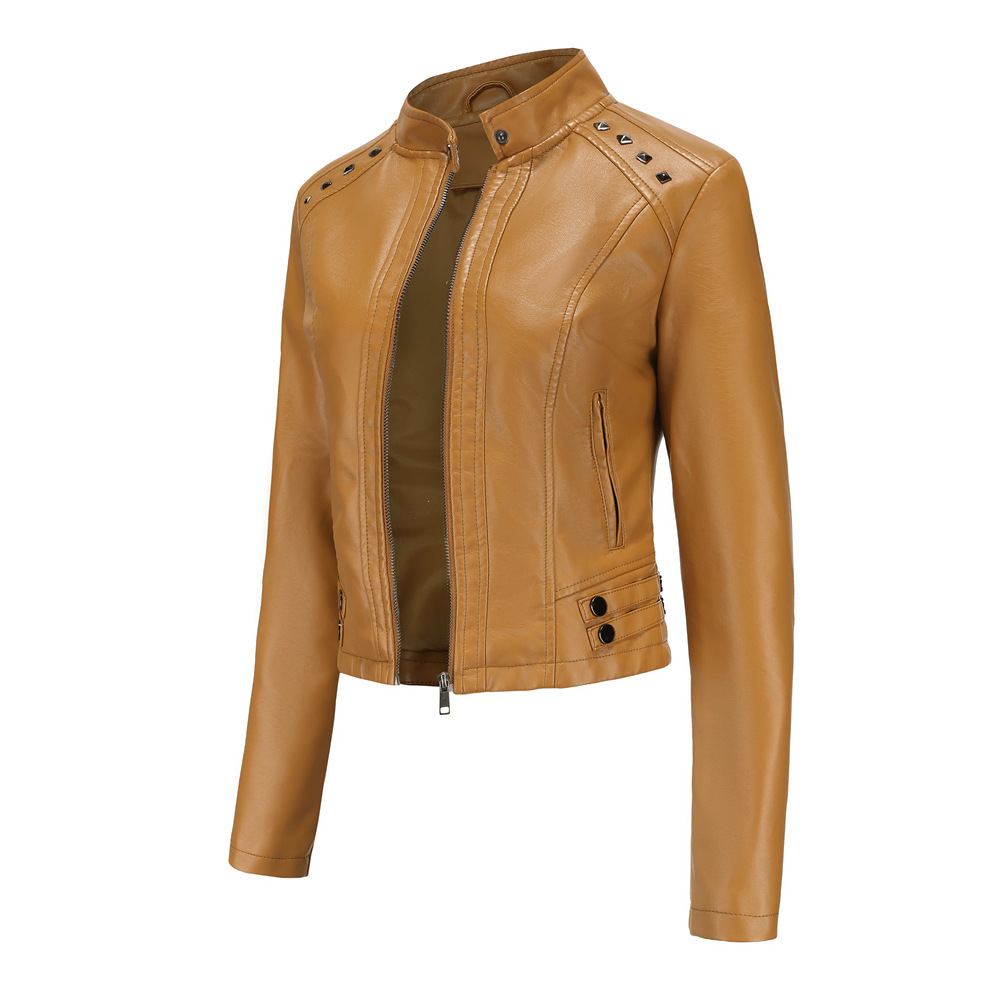 Title 30, Studded Leather Womens Short Jacket Long Sleev...