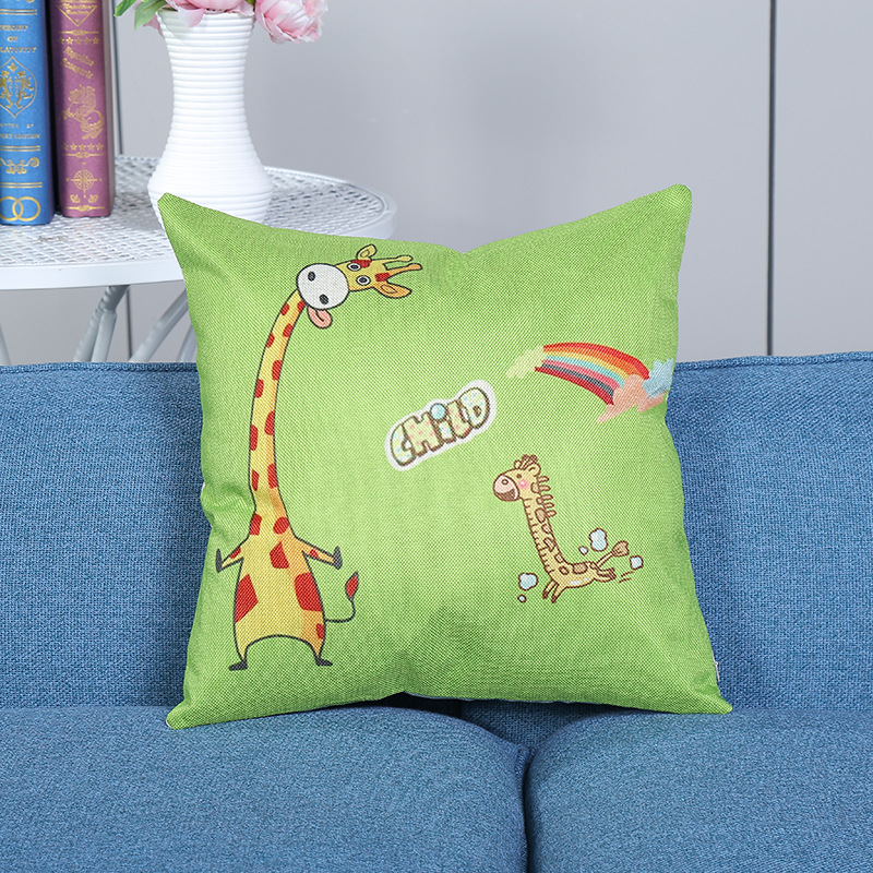 Title 1, British Style Square Pillow with Fawn Design fo...