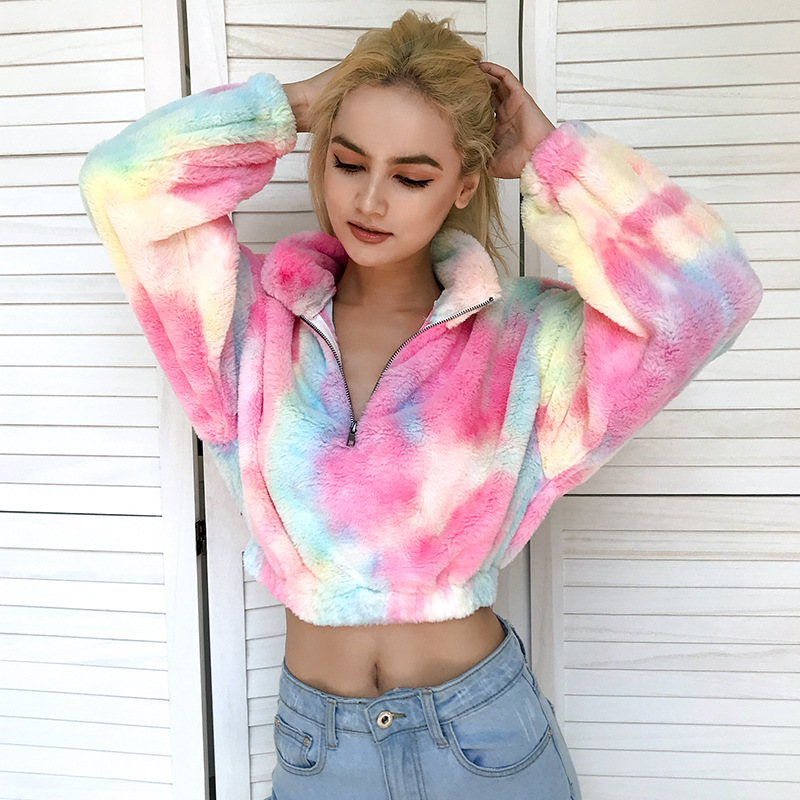 Title 6, Womens Tie Dyed Plush Contrast Sweater. Soft, ...