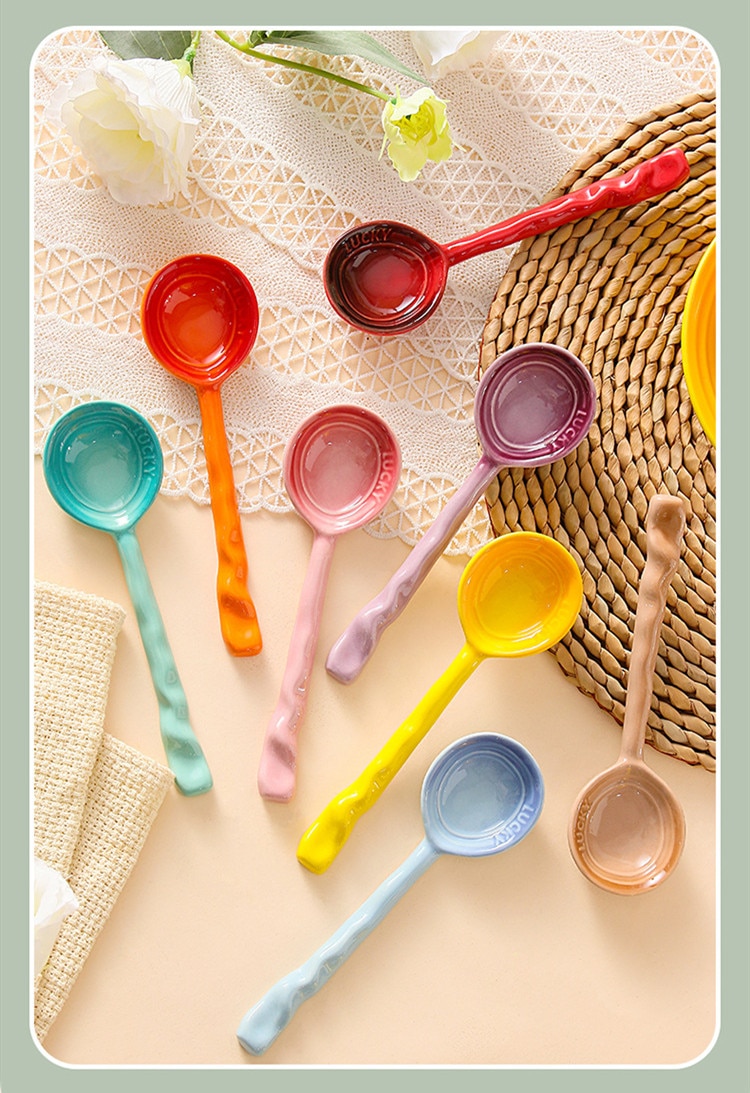 Title 5, Colorful Ceramic Long Handle Spoon