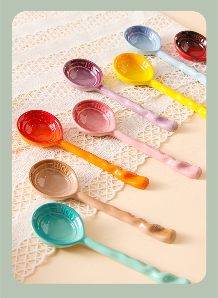 Title 6, Colorful Ceramic Long Handle Spoon