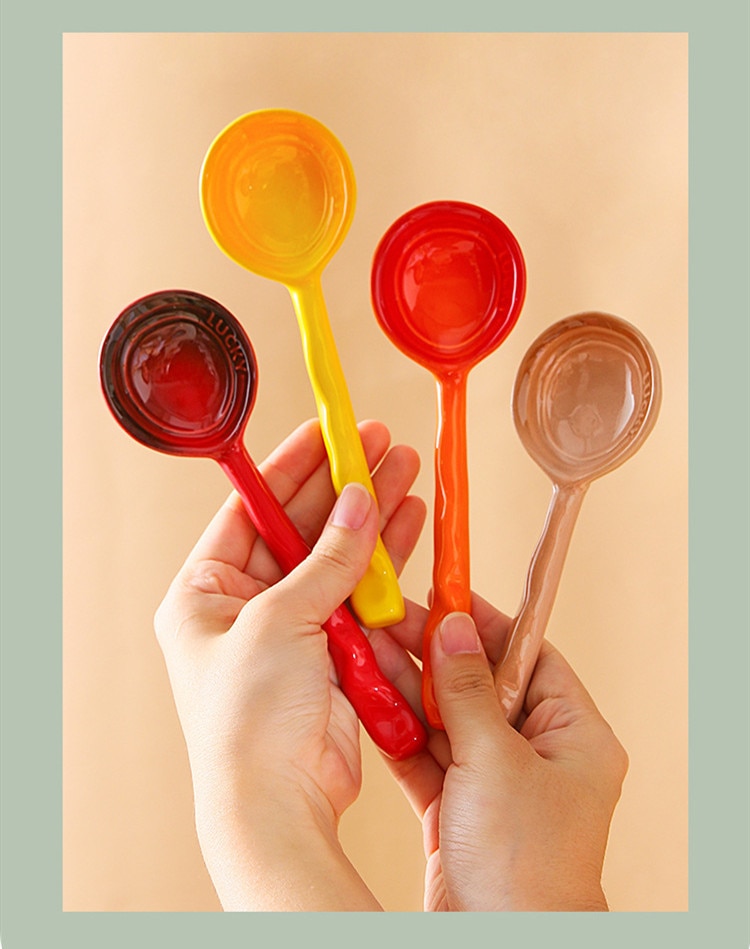 Title 10, Colorful Ceramic Long Handle Spoon