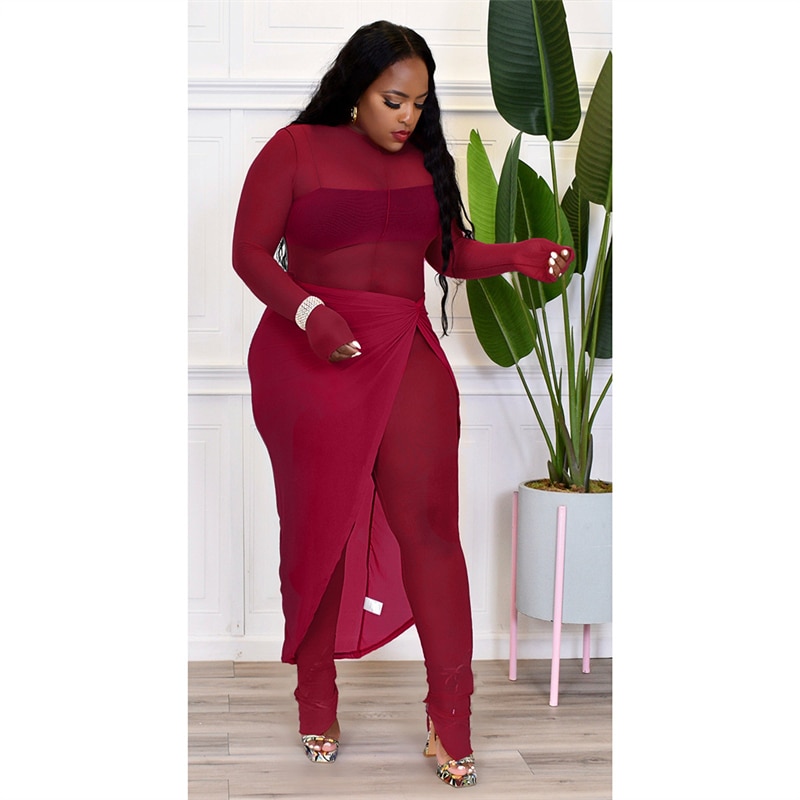 Title 14, Dames Mesh Split Jumpsuit Rok Pak Stijlvolle ju...