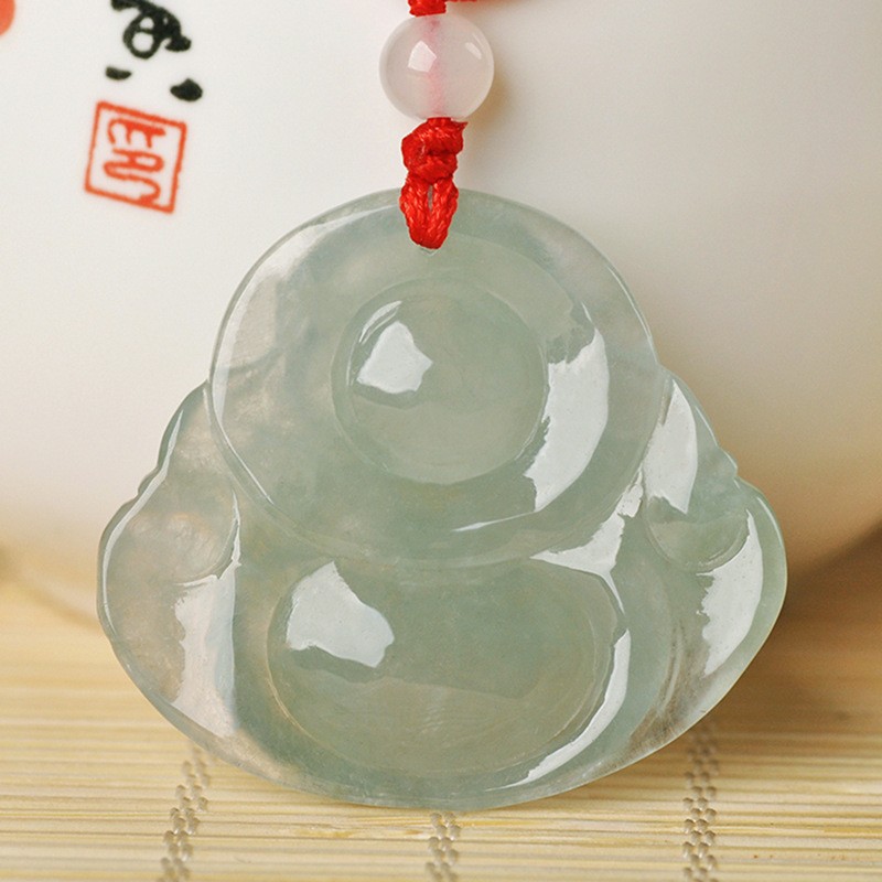 Title 1, Pendentif Bouddha Maitreya en jade pour la chan...